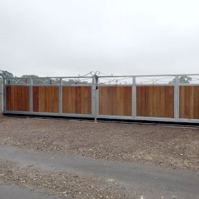Large Metal Frame Gate With Wooden Panels